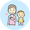 子供とシニアのイラスト